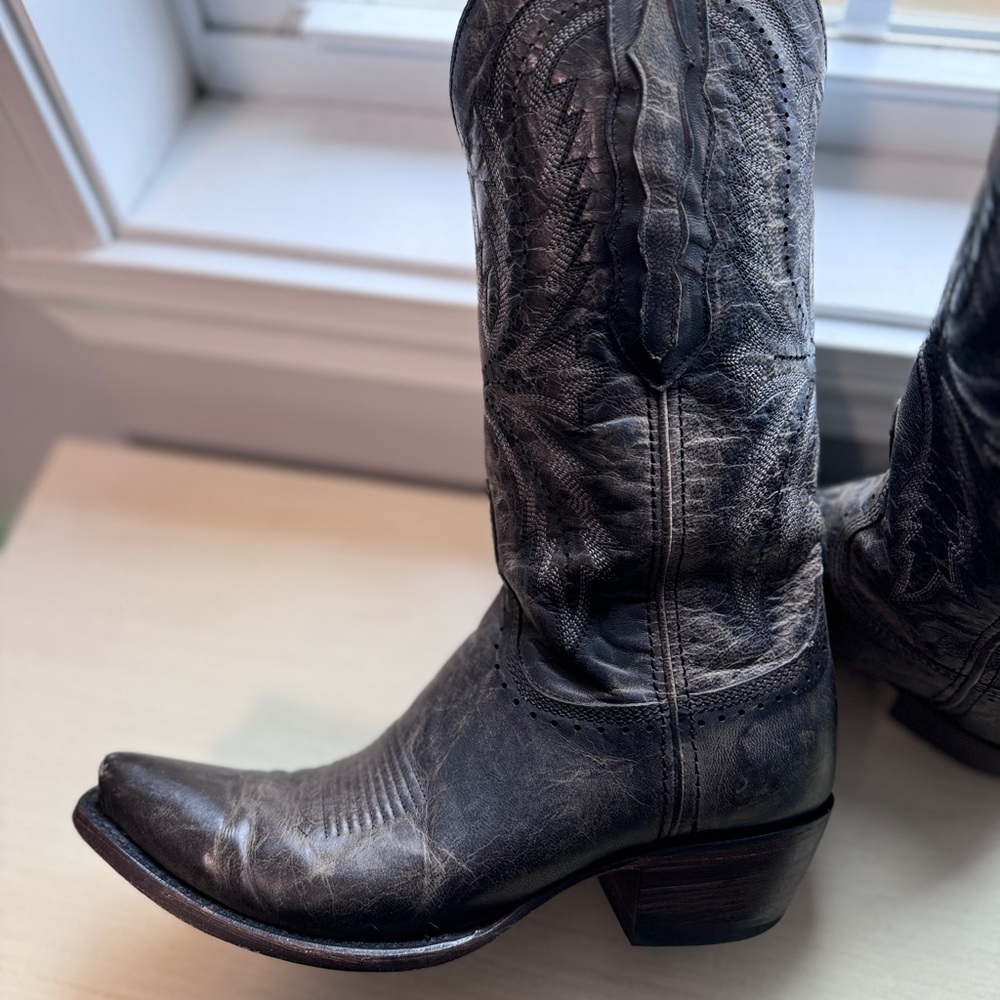 Lucchese Gray Leather Cowboy Boots - Picture 2 of 11